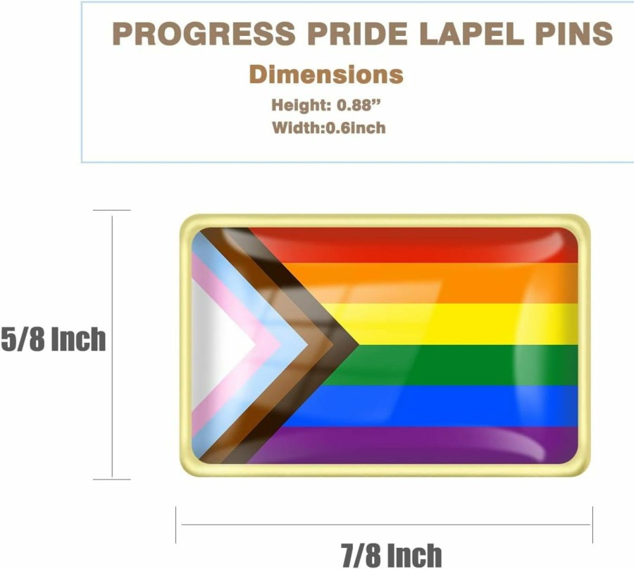 MIDLE 6/20/50/100/200Pcs Progress Pride Lapel Pins Bulk- Lgbt Transgender Rainbow Lesbian Biual Gay Progressive Pin Brooch Badge For Men Women Clothes Bags Hats Wholesale