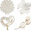 Ecally Ecally 4 Pcs Opal Calla Lily Brooch Pin Lapel Love Heart Brooch Simulated Crystal Pearl Rhinestone Flower Brooches For Women Bridal Corsage Wedding Party Bouquet Dress Coats Jackets Sweaters Clothes Wholesale