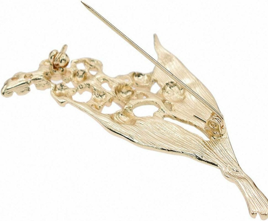 Jana Winkle Jana Winkle Alloy Enamel White Floral Leaf Brooch Lily Of The Valley Gold Brooch Pin Online