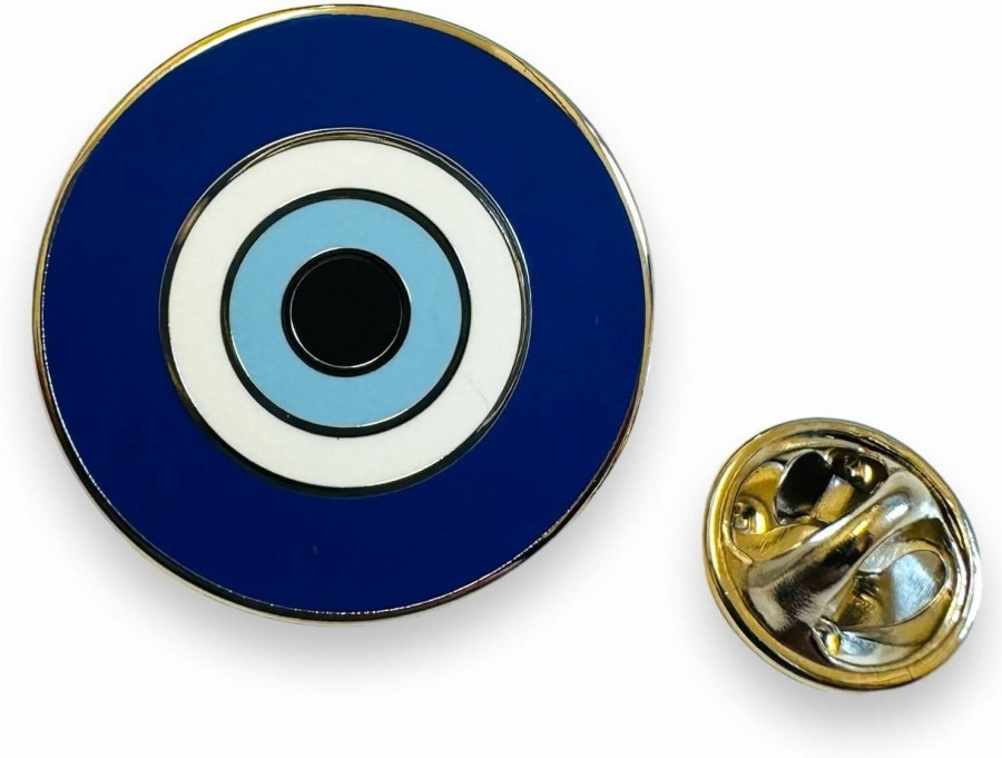 PAC Supplies Global Evil Eye Pin Badge For Men And Women, Stainless Steel, Blue/White Clearance