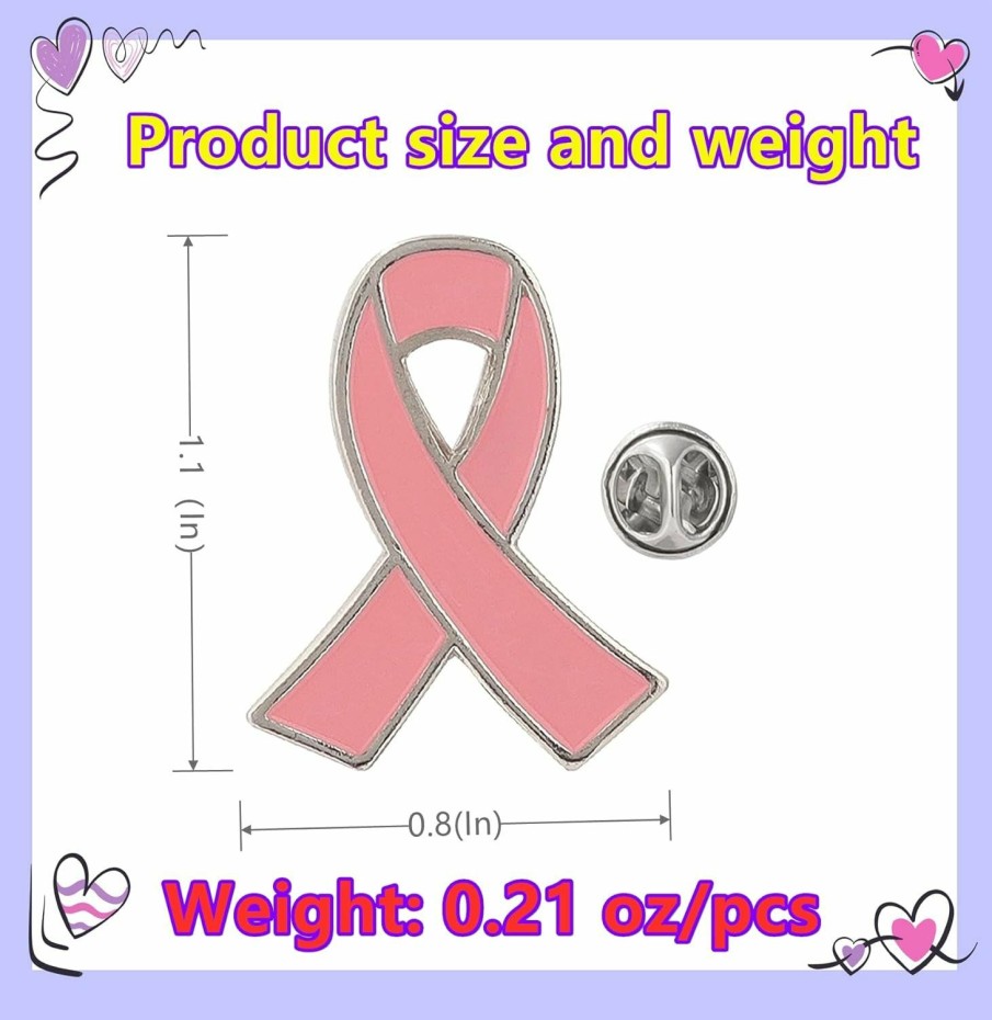 Tichso 25/50/100Pcs Breast Cancer Awareness Lapel Pins Pink Hope Ribbon Brooch For Women Girls, Charity Public And Social Event Online