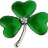 Rosemarie Collections Rosemarie Collections Women'S Stunning Green Enamel Lucky Shamrock 3 Leaf Clover St Patrick'S Day Irish Boutonniere Brooch Pin, 1.75\" New