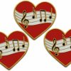 Novel Merk Novel Merk Musician Heart Treble Clef & Notes 3-Piece Lapel Or Hat Pin & Tie Tack Set With Clutch Back Online