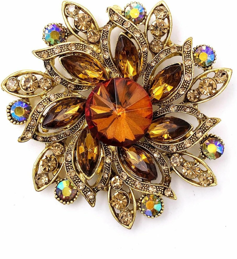 LAXPICOL Laxpicol Vintage Women'S Austrian Crystal Elegant Flower Brooch Wedding Broach Pin Hot