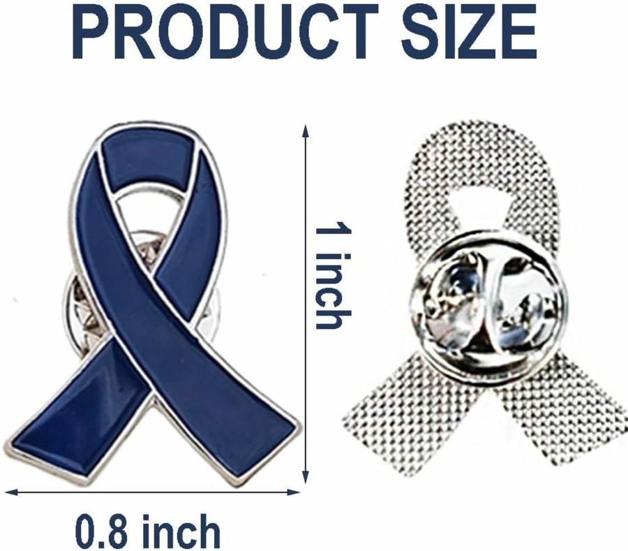 TSYMINQC 100 Pieces Dark Blue Ribbon Pins Child Abuse Awareness Colon Rectal Cancer Arthritis Awareness Enamel Lapel Brooches Online