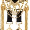 Knighthood Knighthood Gold Crown Black Stone Honorary Stars And Hanging Chain Detailing Brooch New