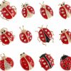 WRITWAA Writwaa 12Pcs Ladybug Brooch Pins Small Rhinestone Ladybug Lapel Pins Bling Clothing Decorations For Shirts Dress Backpack Jacket Hat, Red New