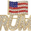 BSMTEBN Crystal Trump Brooch With The Usa Flag Word Brooch Pin Souvenir For United States Of 2024 Presidential Election New