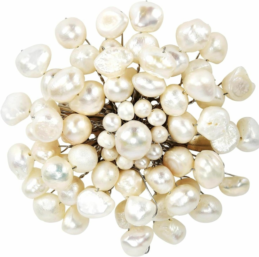 AeraVida Aeravida Cultured Freshwater White Pearls Retro Floral Pin-Brooch | Scarf Brooches For Women | Jewelry Pin Wholesale