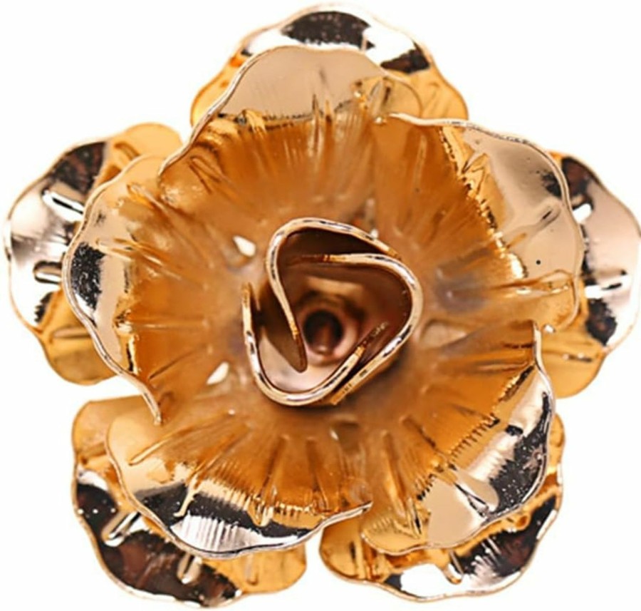 POYAMUSE Metal Flower Brooch Pin - Elegant Metal Rose Lapel Pin For Stylish Corsage Best