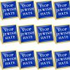 MIDLE 12/50/100Pcs Samll Israel Blue Square Stop Jewish Hate Lapel Pins Bulk - Metal Israeli Jewish Pins Brooch Badge Souvenir Clearance