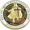 The Masonic Exchange Knights Templar Put On The Whole Armor Of God Round Masonic Lapel Pin - [White & Gold][1'' Diameter] Clearance