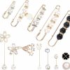 Beupy 12 Pieces Pearl Scarf Brooch Pin Assorted Muslim Scarf Hijab Clips Small Brooch Set Metal Clips For Headscarf Shawl Muslim Women Scarves Hijab Safety Shawl Brooch Pins For Women Men Kids Hot