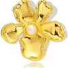 EUDAIMIA Brooch Pins Gold Flower Pearls Rhinestone Petal Lucky Floral Lapel Brooches For Women Girls Fashion Jewelry Gift Clearance