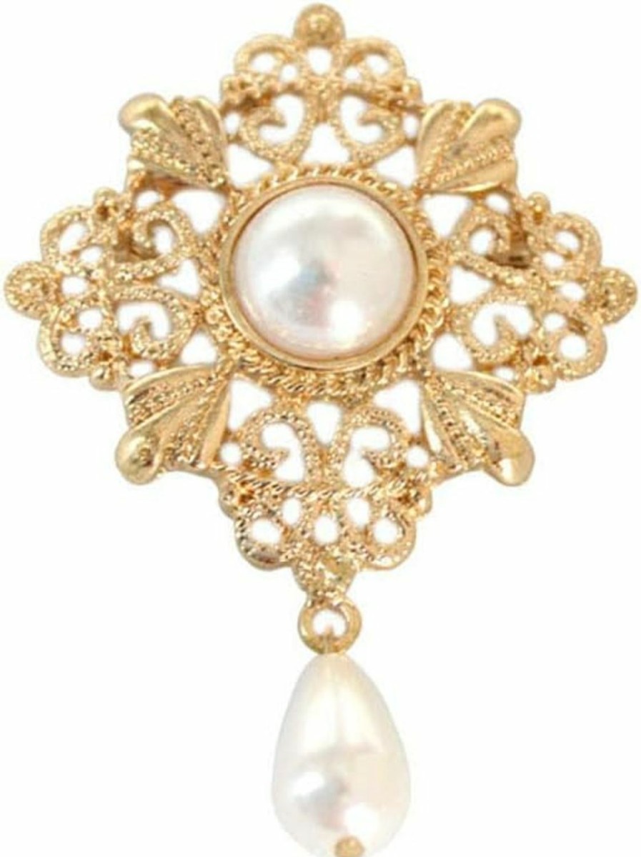 ZMJK Gold Hollow Flower Pearl Filigree Brooch Pin For Women Full Dress Coat Sweater Simple Retro Accessories Online