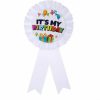 Kokoma It'S My Birthday Tinplate Badge Pin Brooch White Satin Fabric Birthday Rosette Button Pins Children Adults Party Decorations Accessory Wholesale