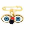 Generic 14Kt Gp Eyes Of Saint Lucy, Lucky Charm, Azabache Protection Pin Brooch, Gold Stainless Steel - Ojitos De Santa Lucia Azabache Para Proteccion New