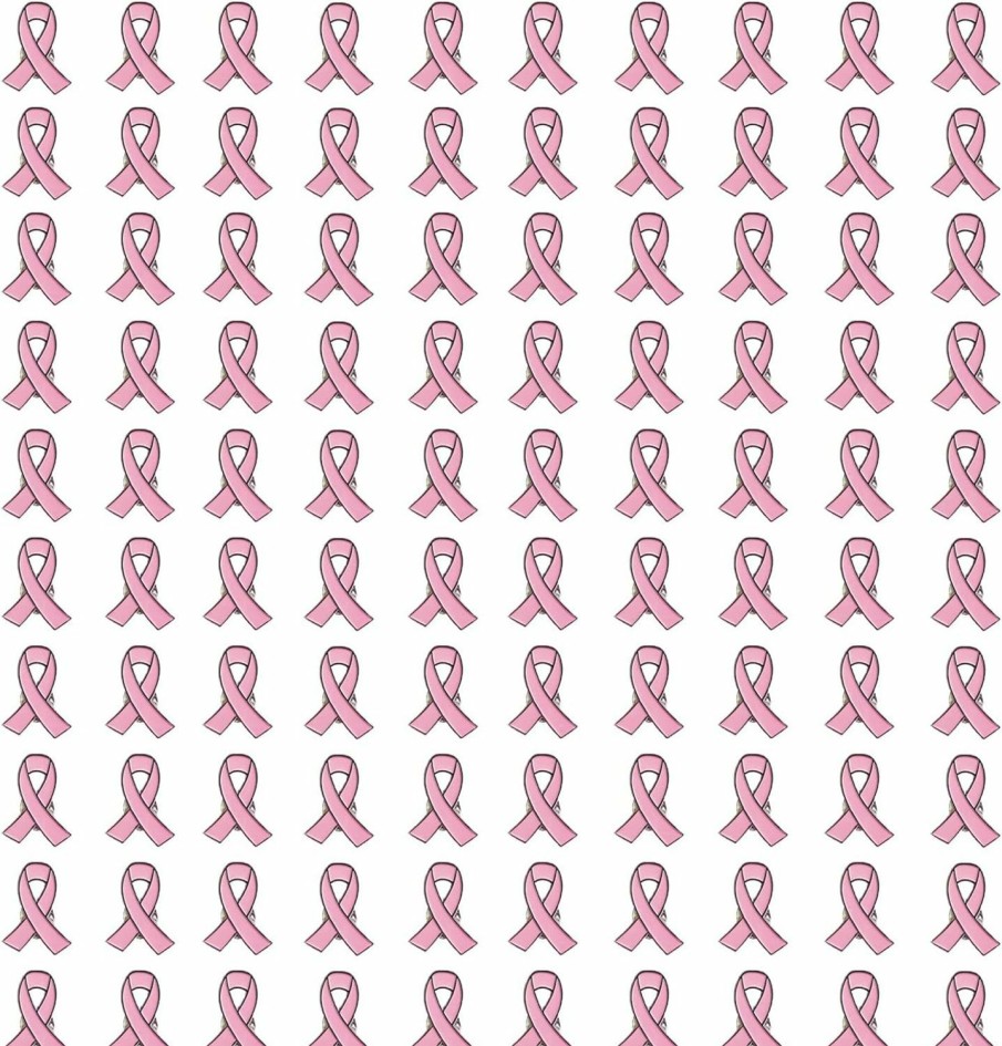 Mzztino 100Pcs Pink Ribbon Lapel Pin Breast Cancer Awareness Brooch Enamel Hope Pins For Charity Event Fundraising Gathering Women Girls New