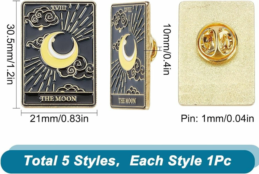 SUNNYCLUE Sunnyclue 1 Box Enamel Pins Set Tarot Card Enamel Pins Sun Moon Star Lapel Pin Skull Pin Brooch Halloween Black Cat Daisy Flowers Brooches For Women Men Backpacks Jackets Clothes Hat School Bags Gift New