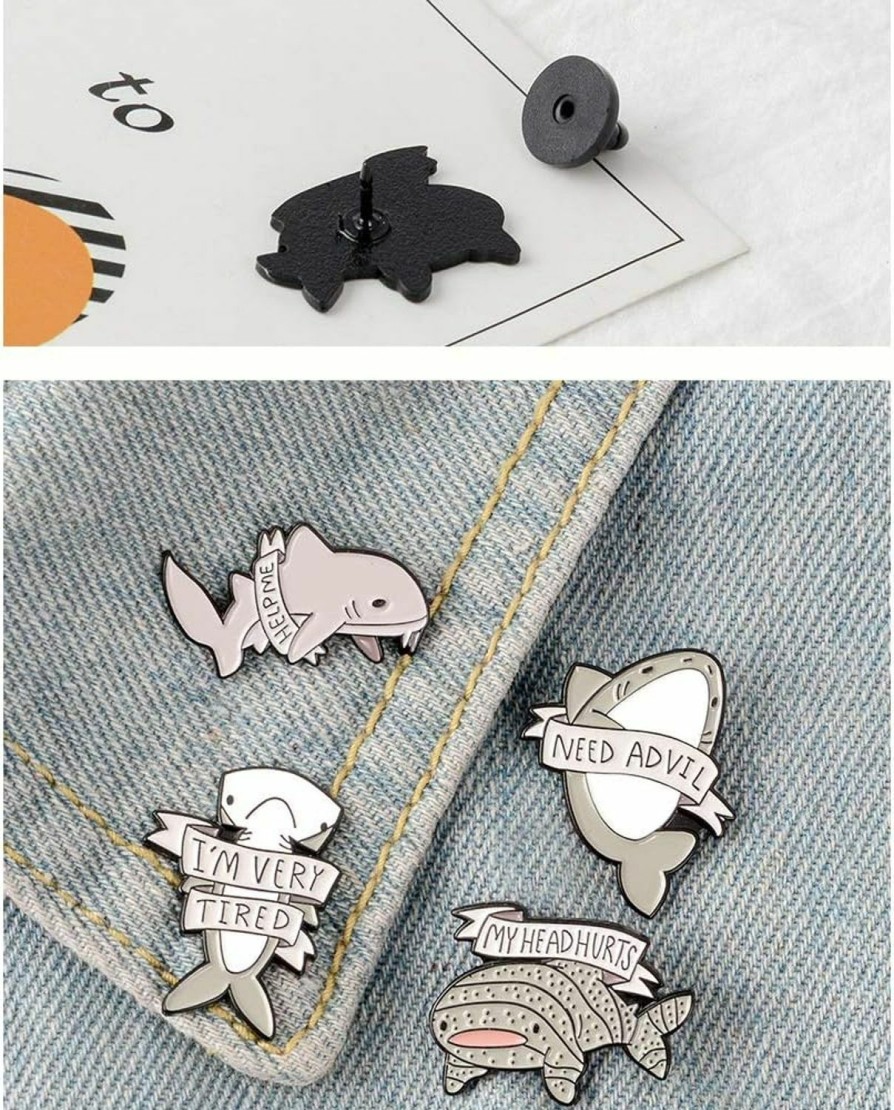 Milcraft Milcraft 4Pcs Creative Lovely Ocean Animal Brooch Pins Whale Shark Enamel Lapel Pin Lettering Pins Schoolbag Micro Cap Top Lapel Badge Clearance