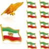 rhungift 2/12/50/100/Pcs Iran Persia Flag Lapel Pins Bulk Metal Persian Iranian Lion Sun And Crown Pin Souvenir Series Gifts Hot