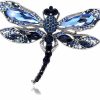 ETHOON Ethoon Dragonfly Brooch Rhinestone Crystal Brooch Animals Pin For Women Jewelry Outfits Decoration Blue Best