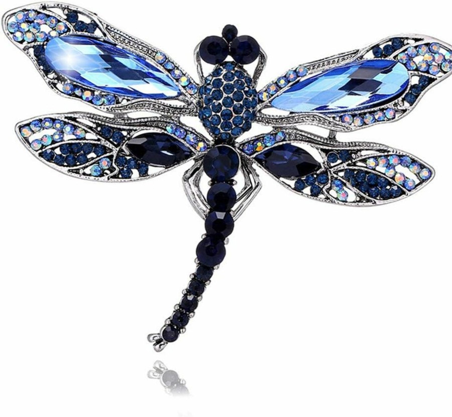 ETHOON Ethoon Dragonfly Brooch Rhinestone Crystal Brooch Animals Pin For Women Jewelry Outfits Decoration Blue Best