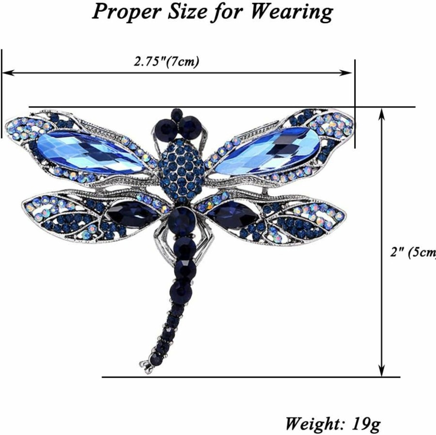 ETHOON Ethoon Dragonfly Brooch Rhinestone Crystal Brooch Animals Pin For Women Jewelry Outfits Decoration Blue Best