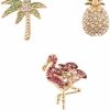 canjoyn 3 Pcs Rhinestone Crystal Brooch Pin Tack Pin Tropical Coconut Tree Flamingo Pineapple Skirt Cardigan Hat Scarf Pin Lapel Pin Shawl Pin Online