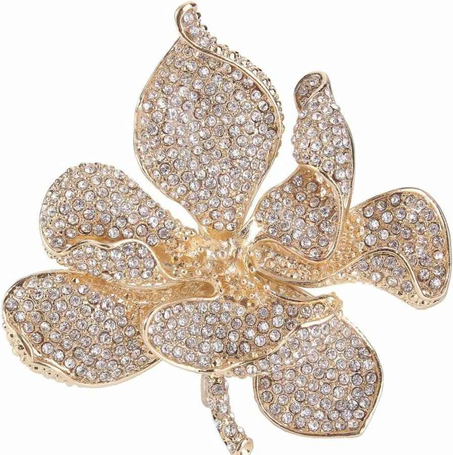 EVER FAITH Ever Faith Women'S Austrian Crystal Orchid Flower Petal Brooch Online