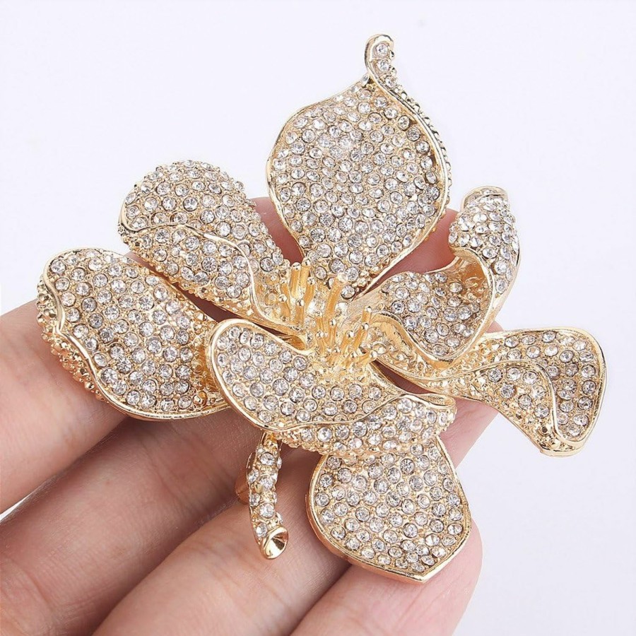 EVER FAITH Ever Faith Women'S Austrian Crystal Orchid Flower Petal Brooch Online