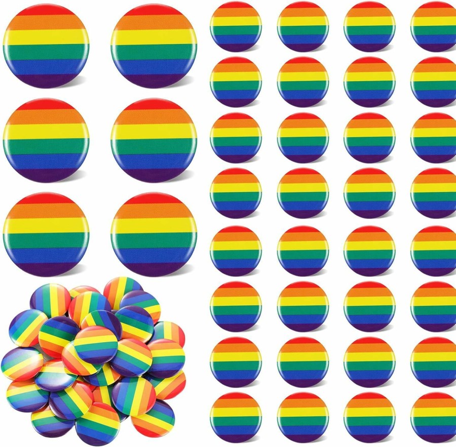 Yinkin Rainbow Pinback Buttons 1 Inch Pride Pins Round Lgbt Buttons Rainbow Metal Lapel Pins Rainbow Brooch Pins Wholesale