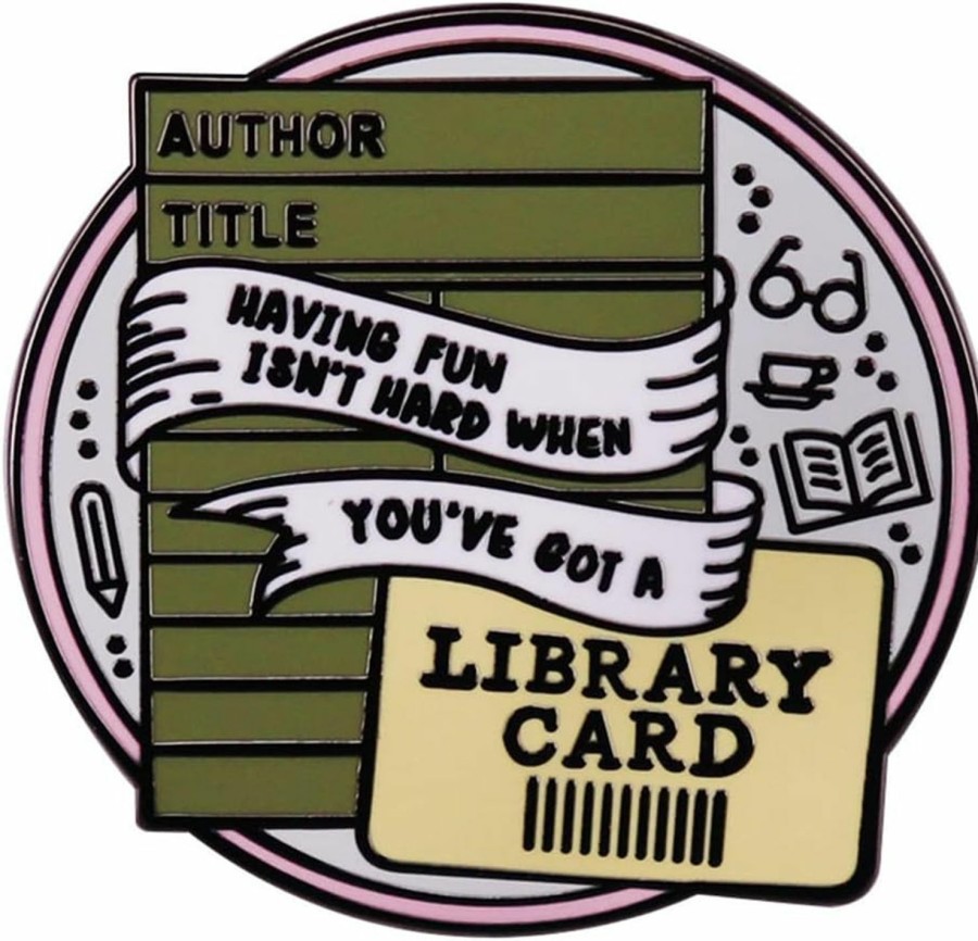 VNEWSCHI Having Fun Isn'T Hard When You'Ve Got A Library Card Brooch Metal Lapel Badge Enamel Pin Readers Gift Suitable For Hat Jacket Canvas Bag Wholesale