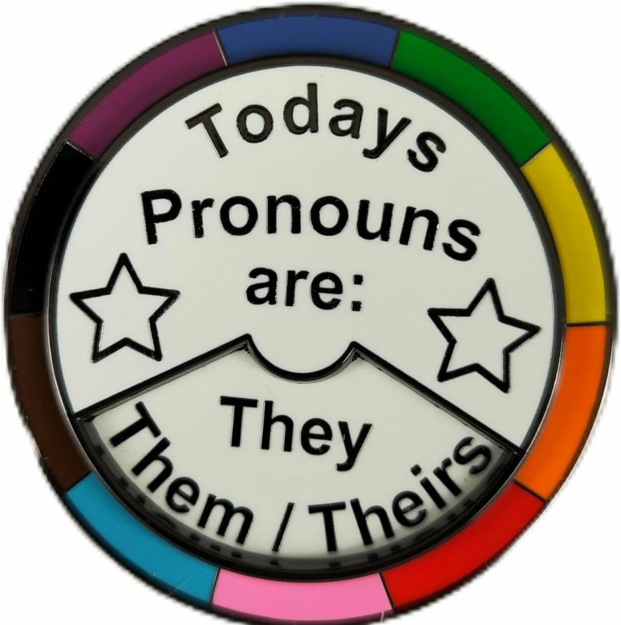 Arturbo Arturbo For Pronouns Pins Lgbtq Pride Rainbow Enamel Pins 360 Rotation Color Wheel Pin Brooches Todays Pronouns Are They Them Theirs He Him His She Her Hers Pronoun Pins Nb Pride Gender Identity Spinning Pins Clearance