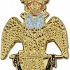 The Masonic Exchange 33Rd Degree Double Headed Eagle Masonic Lapel Pin - [Gold & White][1 1/4'' Tall] Hot