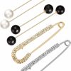 Chuangdi 6 Pieces Sweater Shawl Clips Retro Pearl Brooch Pins Crystal Cardigan Collar Clip Dress Shirt Clip Waist Back Cincher Clip For Women Girls Costume Accessory Wholesale