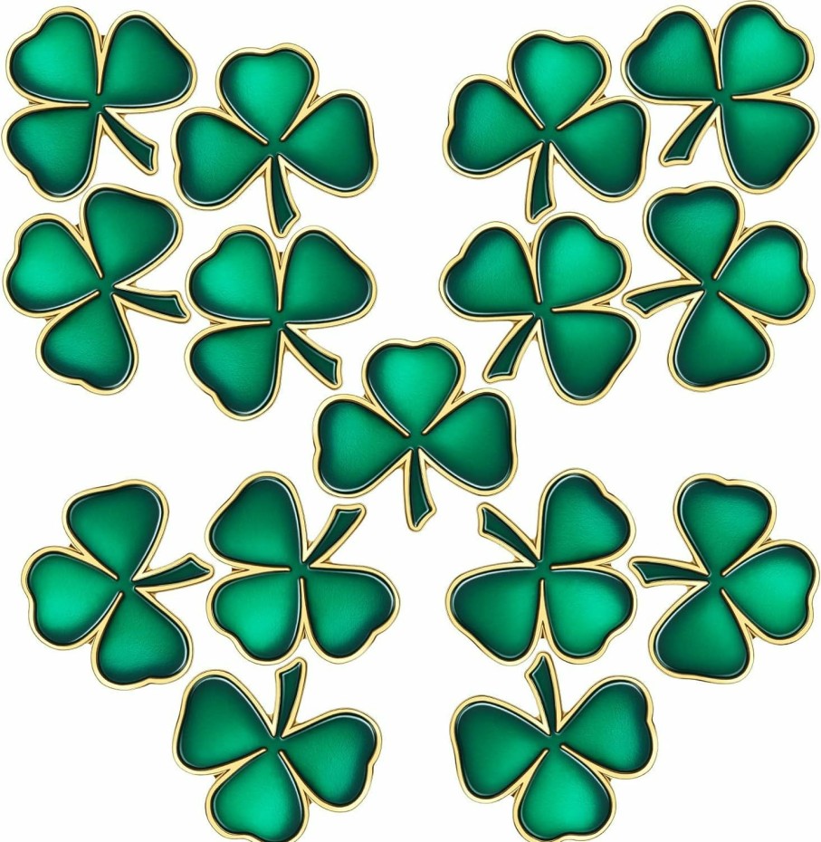 MTLEE Mtlee St. Patrick'S Day Pin Shamrock Lapel Pins Bulk Lucky 3 Leaf Clover Enamel Tie Brooches For Women Men Kids Hot