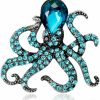 AFSJEEP Afsjeep Octopus Enamel Pin Blue Rhinestones Octopus Animal Brooches Pins For Women Men Cute Sea Animal Crystal Jewelry Accesseries Gift For Man Woman Hot