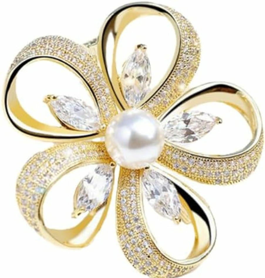 Fuqimanman2020 Delicate Pearl Rhinestone Crystal Flower Brooch Pin For Women Girls Dress Hat Decoration Prom Weddding Jewelry Best