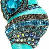 Dtja Rhinestone Conch Brooch Pin For Women Girls Gold Plated Fashion Exquisite Big Blue Crystal Ocean Sea Nails Shell Brooches Lapel Pins Elegant Dress Accessories Suit Tie Wedding Birthday Holiday Jewelry Gift Wholesale