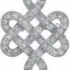 Bling Jewelry Eternal Celtic Love Knot Work Cubic Zirconia Pave Cz Wedding Brooch Pin For Women Rhodium Plated Brass 1.2 Inch Wholesale