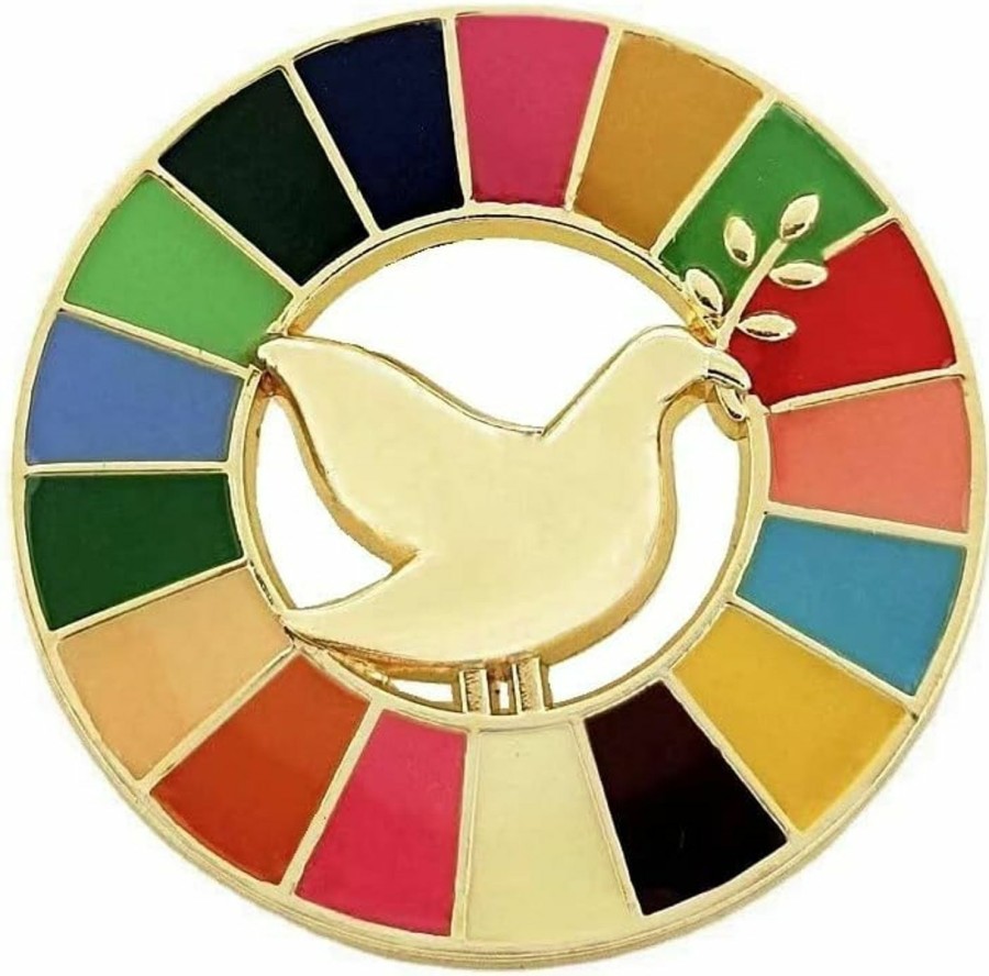 Pinposni Pinposni United Nations Peace Dove Enamel Lapel Pin Brooch With 17 Colors Sustainable Development Goals Medal Badge Represents Geometric Patterns Best