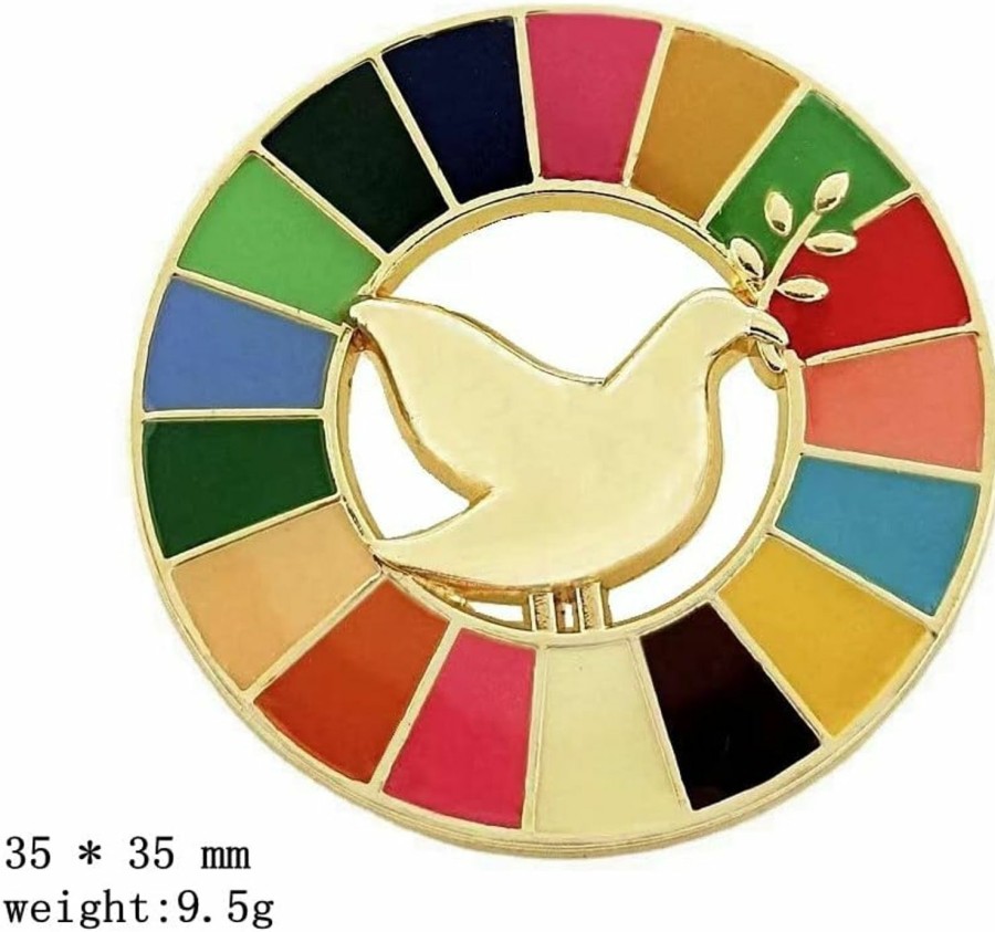 Pinposni Pinposni United Nations Peace Dove Enamel Lapel Pin Brooch With 17 Colors Sustainable Development Goals Medal Badge Represents Geometric Patterns Best