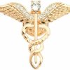 QIAN0813 Medical Symbol Caduceus Stethoscope Rn Nursing Badge Brooches Lapel Pin For Registered Nurse Doctor Rod Of Asclepius Emergency Brooch Jewelry Clearance