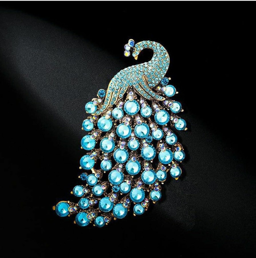 Weenkeey Weenkeey Rhinestone Peacock Brooch Pin Crystal Bird Brooch Safety Pin Animal Brooch Wedding Bridal Brooches Collar Lapel Pin Badge For Dress Shirts Coat New