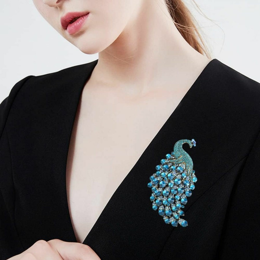 Weenkeey Weenkeey Rhinestone Peacock Brooch Pin Crystal Bird Brooch Safety Pin Animal Brooch Wedding Bridal Brooches Collar Lapel Pin Badge For Dress Shirts Coat New