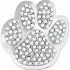 PinMart Pinmart'S Silver Rhinestone Animal Paw Print School Mascot Brooch Pin Wholesale