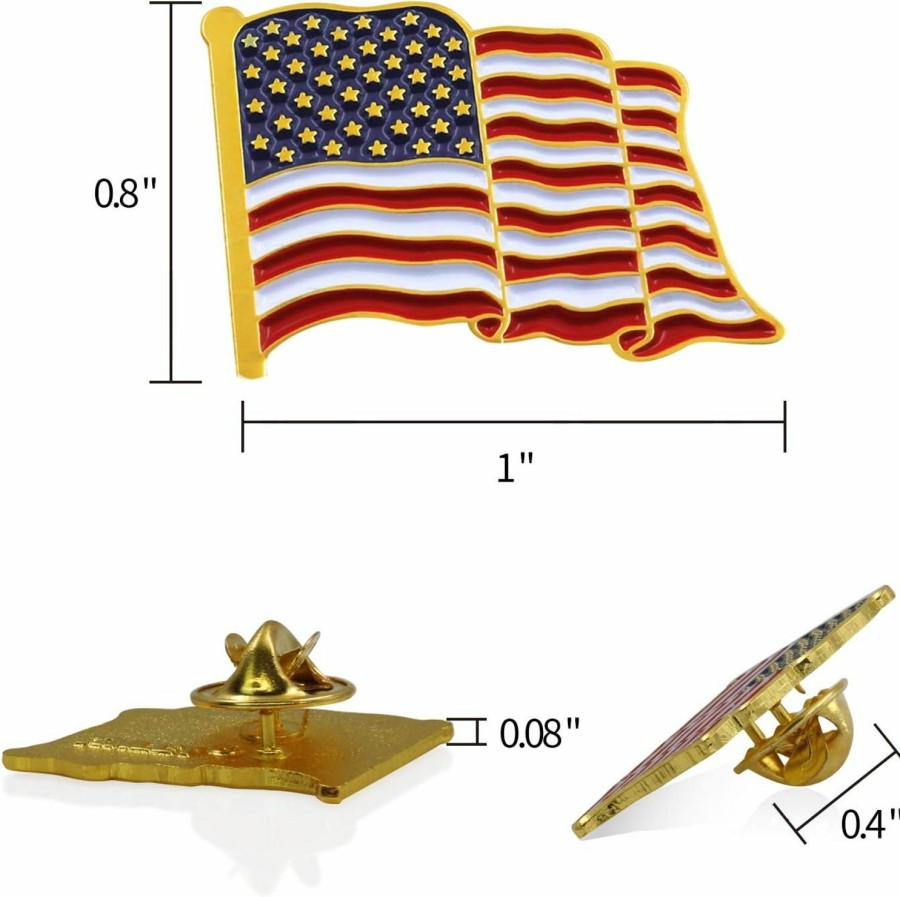 Anley Anley American Flag Lapel Pin - Waving Us Flag Pins Patriotic American Emblem - Exquisite Enamel & Vivid Color & Lightweight & Durable - 1 Pin And 10 Pins Clearance