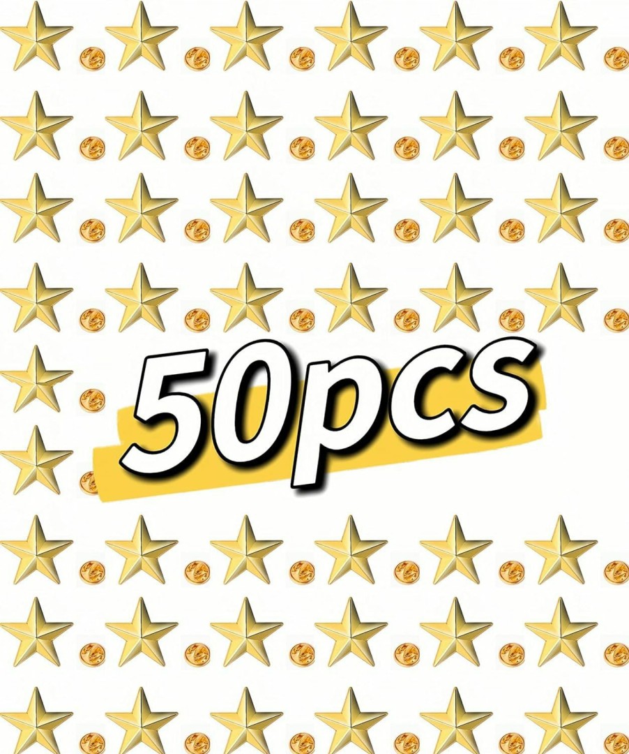 Tichso Tichso Lot 50Pcs Star Badge Gold Lapel Pin For 4Th Of July Memorial Day Veterans Day Gold Star Lapel Pins Bulk Clearance