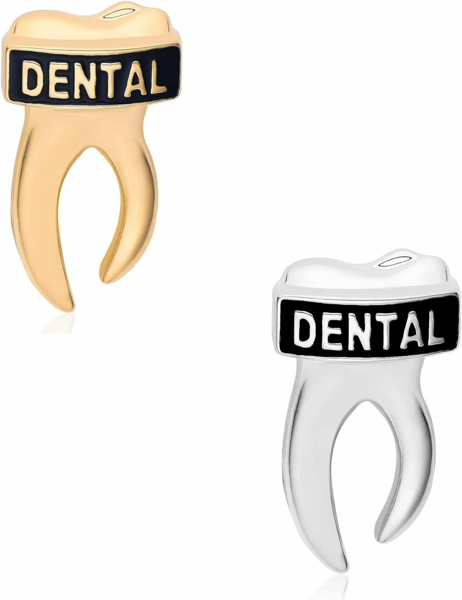 Amazon Plikin 2Pcs Dental Teeth Pins Brooch Medical Dentist Lapel Backpack Toothbrush Oral Care Gold Silver Pins Badge For Doctors Nurses Hot